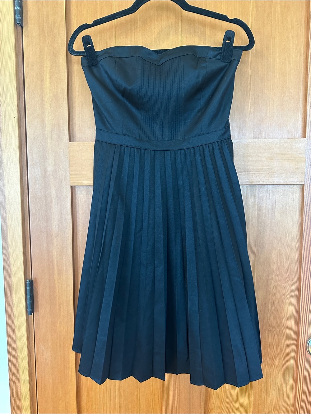 J. Crew Black Strapless Pleated Tuxedo Fabric Cocktail Dress